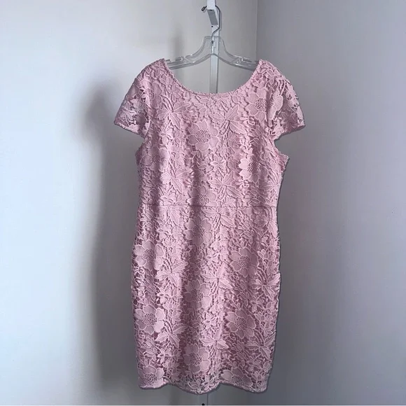 Dorothy Perkins Lace Dress Blush Pink Lined US Size 12 Cap Sleeve